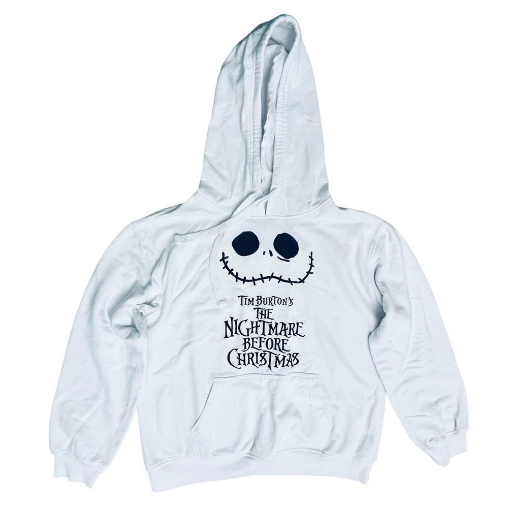 Disney Sweatshirt White Nightmare Before Christmas Pockets Hoodie  Sz M